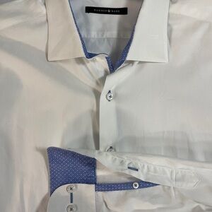 Hammer Made White Dress Shirt with Blue Accents XXL classic clean